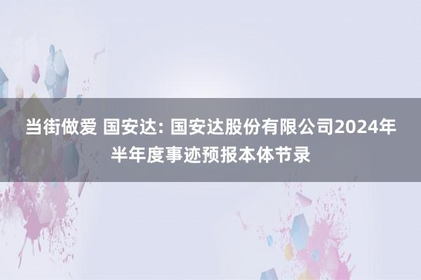 当街做爱 国安达: 国安达股份有限公司2024年半年度事迹预报本体节录