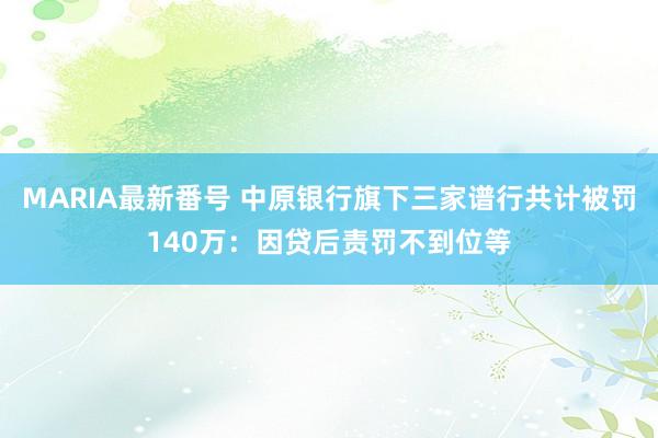 MARIA最新番号 中原银行旗下三家谱行共计被罚140万：因贷后责罚不到位等