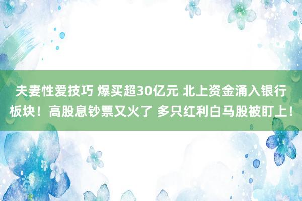 夫妻性爱技巧 爆买超30亿元 北上资金涌入银行板块！高股息钞票又火了 多只红利白马股被盯上！