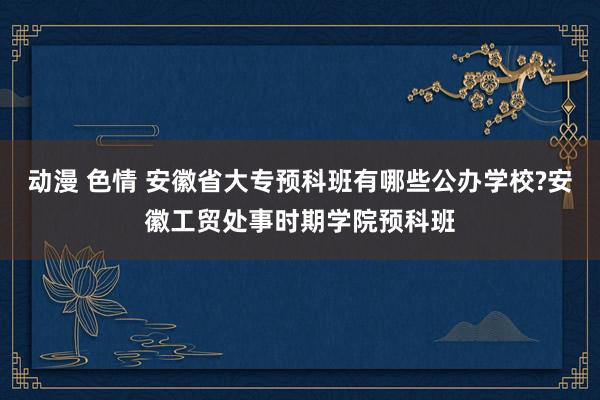 动漫 色情 安徽省大专预科班有哪些公办学校?安徽工贸处事时期学院预科班